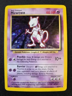 Pokemon TCG Mewtwo Base Set Holo Rare Card 10/102 Perfect Holo, Nm All Day - Image 1