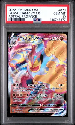 2022 POKEMON SWORD & SHIELD ASTRAL RADIANCE #073 FULL ART/MACHAMP VMAX PSA 10 - Image 1