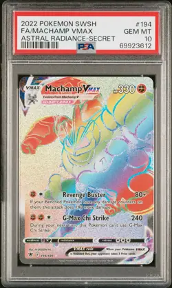 2022 POKEMON SWORD & SHIELD ASTRAL RADIANCE FA/MACHAMP VMAX#194 SECRET PSA 10 - Image 1