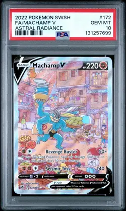 2022 POKEMON SWORD & SHIELD ASTRAL RADIANCE #172 FULL ART/MACHAMP V PSA 10 - Image 1
