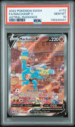 2022 POKEMON SWORD & SHIELD ASTRAL RADIANCE #172 FULL ART/MACHAMP V PSA 10 - Image 1
