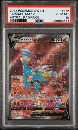 2022 POKEMON SWORD & SHIELD ASTRAL RADIANCE #172 FULL ART/MACHAMP V PSA 10 - Image 1