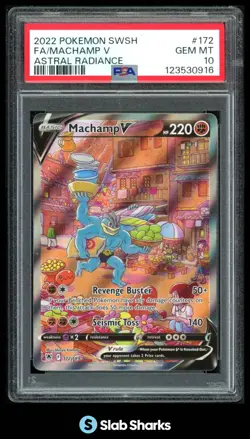 2022 POKEMON SWORD & SHIELD ASTRAL RADIANCE #172/189 MACHAMP V PSA 10 - Image 1