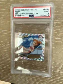 Pokemon Misty Artbox PR38 Series 1 Bonus Prism Sticker PSA 9 1999 - Image 1
