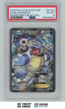 2016 Pokemon XY Black Star Promo Full Art Blastoise EX PSA 6 #XY122 - Image 1