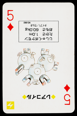 Magneton 5 of Diamonds 1996 Red Playing Cards Pokemon Japanese Lightly Played - Image 1