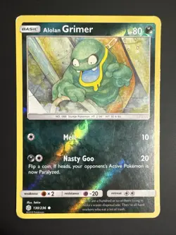 Alolan Grimer 130/236 Common Reverse Holo Card Cosmic Eclipse Pokemon TCG LP - Image 1