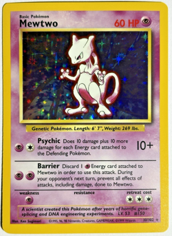 Pokemon TCG Mewtwo Rare Holo Card #10/102 Base Set NM - Image 1