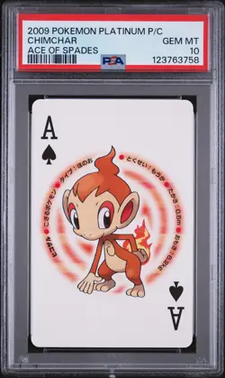 2009 POKEMON PLATINUM VERSION PLAYING CARDS ACE OF SPADES CHIMCHAR PSA 10 - Image 1
