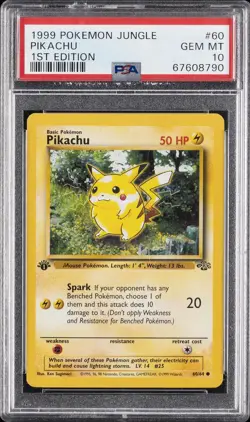 1999 POKEMON JUNGLE 1ST ED #60 PIKACHU PSA 10 - Image 1