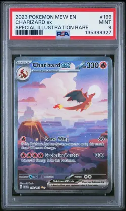 2023 Pokemon Mew EN 151 Charizard EX Special Illustration Rare #199 PSA 9 MINT - Image 1