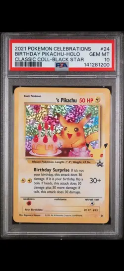 2021 POKEMON CELEBRATIONS CLASSIC COLLECTION #24 BIRTHDAY PIKACHU-HOLO PSA 10 - Image 1