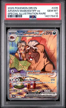 2025 POKEMON DRI SPECIAL ILLUSTRATION RARE #235 ARVEN'S MABOSSTIFF EX PSA 10 - Image 1