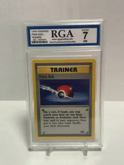 🔴 1999 Pokemon Poke Ball Trainer Base Set 64/64 RGA 7 NM Slab - Image 1