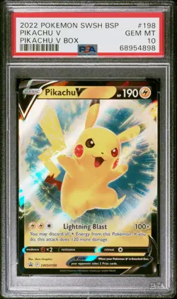 2022 POKEMON SWSH BLACK STAR PROMO PIKACHU V BOX #198 PIKACHU V PSA 10 - Image 1
