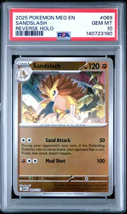 2025 POKEMON MEG EN-MEGA EVOLUTION REVERSE HOLO #069 SANDSLASH PSA 10 - Image 1