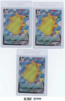 2021 Pokemon Sword & Shield - Celebrations (x3) Surfing Pikachu VMAX #009/025 - Image 1