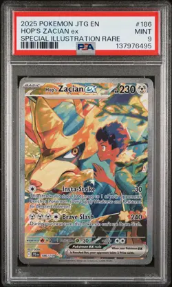 2025 POKEMON JOURNEY TOGETHER SPECIAL ILLUSTRATION RARE HOP'S ZACIAN EX PSA 9 - Image 1