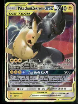 2019 Pokemon Pikachu & Zekrom-GX 33/181 Team Up Holo Sun & Moon - Image 1