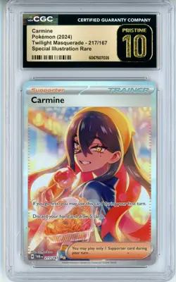 CGC Pristine 10 Pokemon TCG Carmine 217/167 Sv06: Twilight Masquerade Holo SIR - Image 1