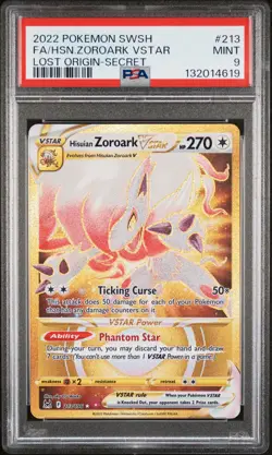 2022 POKEMON SWORD & SHIELD LOST ORIGIN FULL ART/HISUIAN ZOROARK VSTAR PSA 9 - Image 1