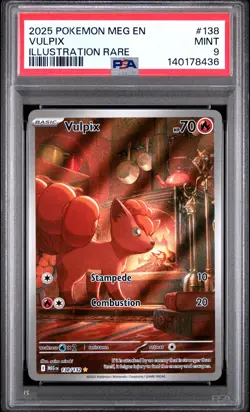 2025 POKEMON MEG EN-MEGA EVOLUTION ILLUSTRATION RARE #138 VULPIX PSA 9 - Image 1