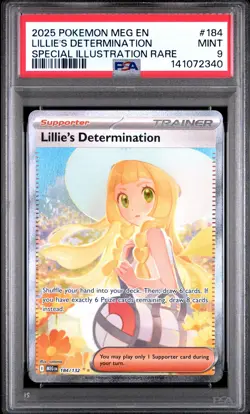 2025 POKEMON MEG SPECIAL ILLUSTRATION RARE #184 LILLIE'S DETERMINATION PSA 9 - Image 1