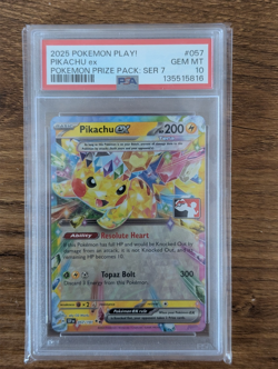 2025 Pokemon Play Prize Pack Series 7 PSA 10 Pikachu EX #057 LOW POP FRESH SLAB - Image 1