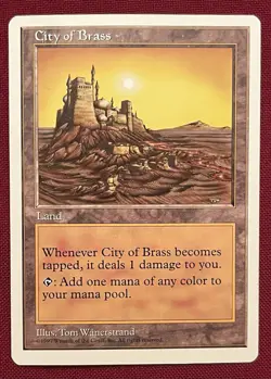 MTG Magic the Gathering City of Brass 5th Edition Light Play Condition - Image 1