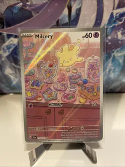 Pokemon TCG Milcery Illustration Rare Holo Card Stellar Crown Series 152/142 - Image 1