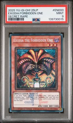 2025 YU-GI-OH! 25LP-LTD PACK WORLD CHAMPIONSHIP EXODIA THE FORBIDDEN ONE PSA 9 - Image 1