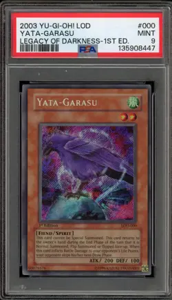 Yu-Gi-Oh! Yata-Garasu Legacy of Darkness 1st Edition Secret Rare LOD-000 PSA 9 - Image 1