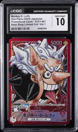 2025 ONE PIECE JAPANESE SHOP LIMITED COLL VOL. 1 MONKEY D. LUFFY CGC 10 GEM MINT - Image 1