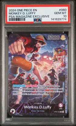 2024 ONE PIECE PROMOS PSA MAGAZINE EXCLUSIVE #060 MONKEY D. LUFFY PSA 10 - Image 1