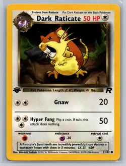 Pokemon TCG - Dark Raticate Team Rocket 51/82 - 1st Edition - LP - Image 1
