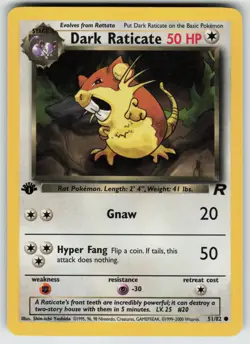 Pokemon Dark Raticate Common 1st Edition Team Rocket 51/82 NM - Image 1