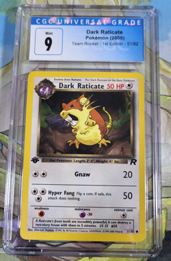 Dark Raticate 51/82 CGC 9 MINT Pokemon 1st Edition Team Rocket - Image 1