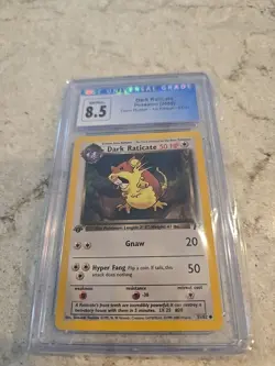 CGC 8.5 NM/MINT+ Dark Raticate Team Rocket 1st Edition Common Pokemon 51/82 - Image 1