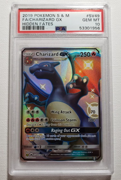 2019 POKEMON SUN & MOON HIDDEN FATES #SV49 FULL ART/CHARIZARD GX PSA 10 - Image 1