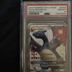 2019 POKEMON SUN & MOON HIDDEN FATES #SV49 FULL ART/CHARIZARD GX PSA 10 - Image 3