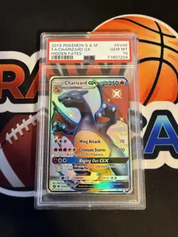 2019 POKEMON SUN & MOON HIDDEN FATES #SV49 FULL ART/CHARIZARD GX PSA 10 - Image 1