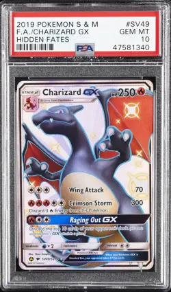 2019 POKEMON SUN & MOON HIDDEN FATES #SV49 FULL ART/CHARIZARD GX PSA 10 - Image 1