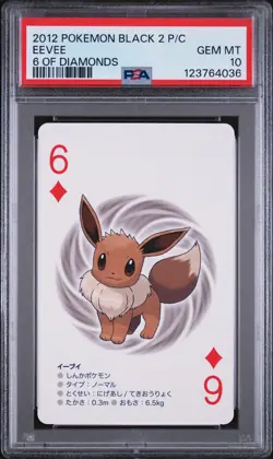 2012 POKEMON BLACK 2 PLAYING CARDS 6 OF DIAMONDS EEVEE PSA 10 - Image 1