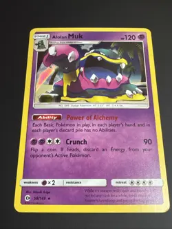 Pokemon TCG Alolan Muk Sun & Moon Base 58/149 Holo Card - LP - Image 2