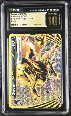 CGC 10 PRISTINE Zoroark BREAK 2015 BREAKthrough 92/162 Holo Pokemon Card - Image 1