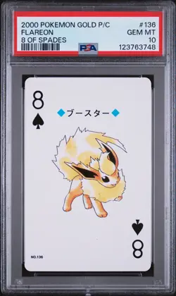 2000 POKEMON GOLD VERSION PLAYING CARDS 8 OF SPADES #136 FLAREON PSA 10 - Image 1