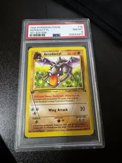 1999 Pokemon 1st Edition Fossil #16 Aerodactyl PSA 8 Card NM-MINT CRACKED SLAB - Image 1