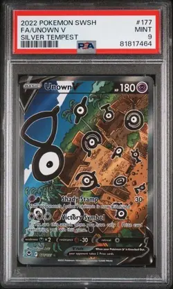 Unown V Full Art PSA 9 Mint - Silver Tempest #177 Pokemon Card - Image 2