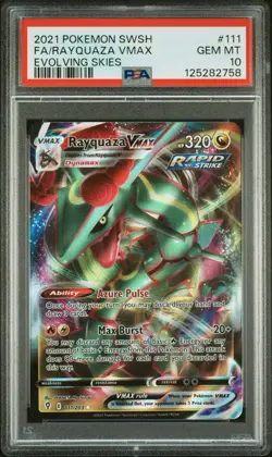 Pokemon 2021 SWSH Evolving Skies Rayquaza VMAX #111/203 PSA 10 - Image 1