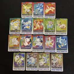 Lot of 17 Vintage 1997 Japanese CCG TCG Pokemon Carddass Card Prism Holo G56406 - Image 1